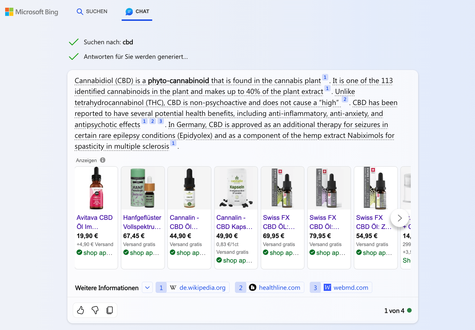 Bing Suchmaschinen Ergebnis für CBD
